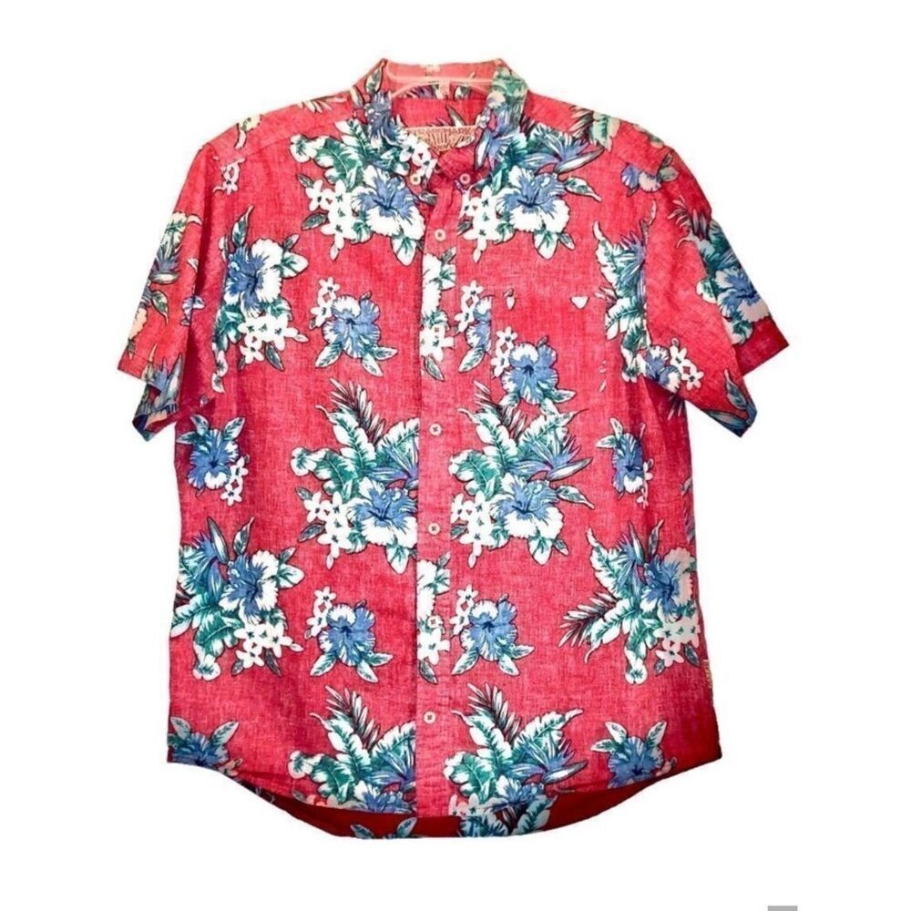 Brooklyn Cloth Hawaiian Shirt in Red/Blue/Green/White Men’s L